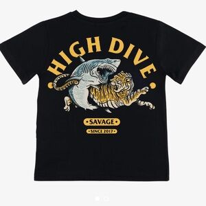 HIGH DIVE APPAREL BLACK TATTOO TIGER SHARK SAVAGE KIDS TEE SIZE 3-4T
